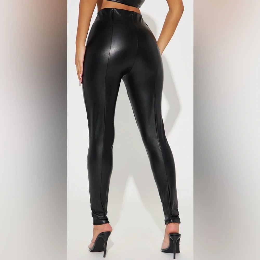Sale! Fashion Nova Black Faux Leather Pants - Picture 2 of 5